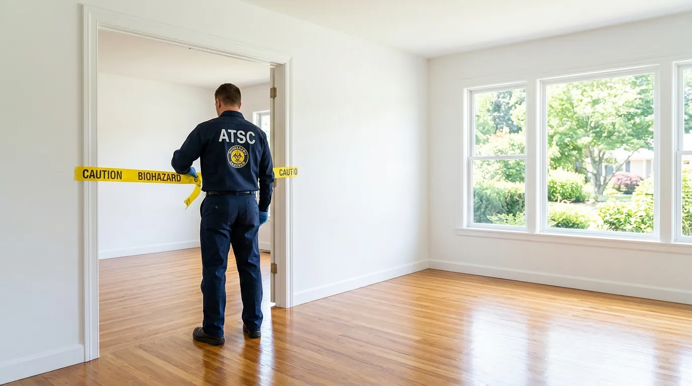 Certified biohazard cleanup crew performing Decomposition Cleanup in Morrilton